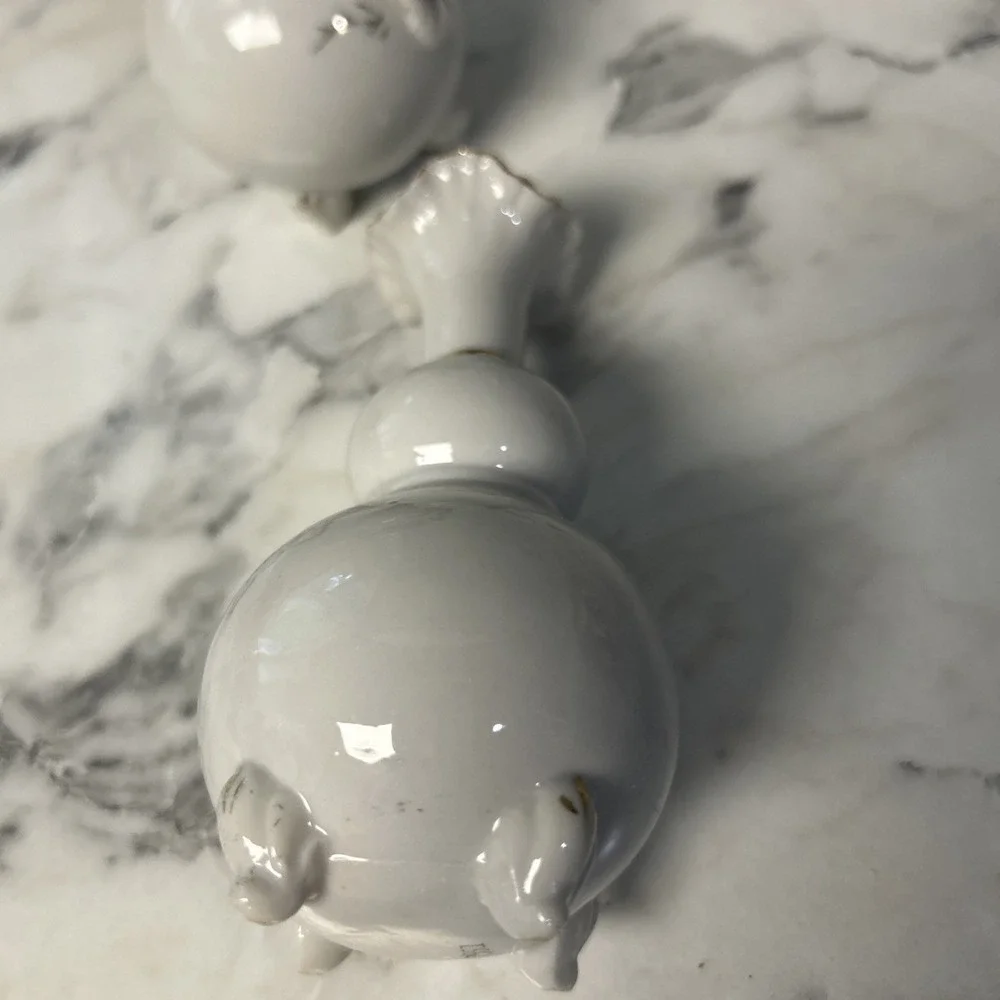 Floral Rose Victorian Bud Vase Old World Footed set of 2 Vintage Shabby Chic
